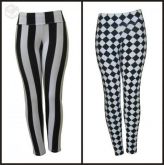 Calça legging listrada e tabuleiro